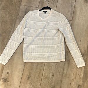 Ann Taylor Factory White and Gray Textured Knit Top